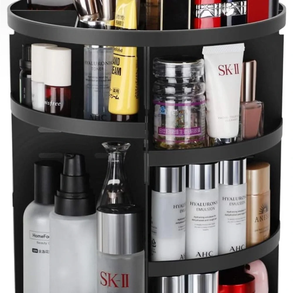 360° Rotating Makeup Organizer - Black